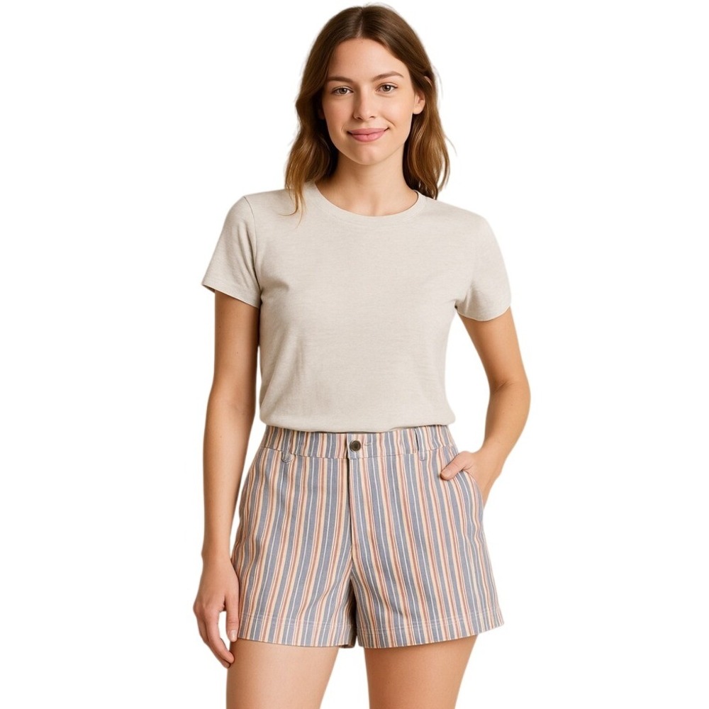 Gap Stretch Easy Through Hip &‎ Thigh Mid Rise Striped Shorts 8